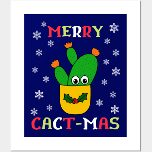 Merry Cact Mas - Opuntia Microdasys Cactus In Christmas Holly Pot Posters and Art